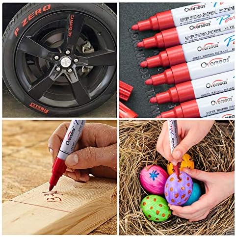 Lesun Overseas 12 Red Paint Pens Permanent Markers, Oil Based Paint Markers - Image 3