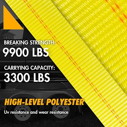 Car Tie Down Straps, 4PK 2"x96" Tire Tie Downs, Snap Hooks - Image 3