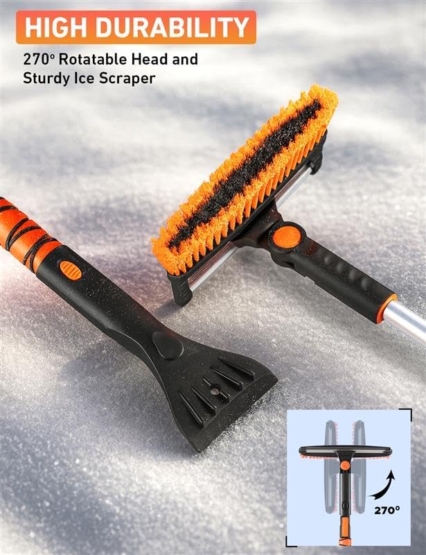 EcoNour 49" Extendable Squeegee Snow Brush and Ice Scraper - Image 2