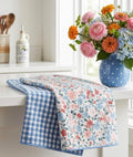 Blue and Pink Floral Kitchen Towels, Waffle Weave Microfiber, 2 Pack by CERISE