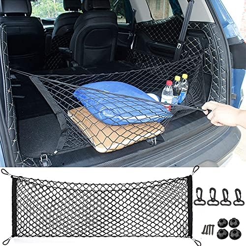 Car Rear Cargo Net, Universal Adjustable Elastic Trunk Cargo Storage Organizer - Image 2