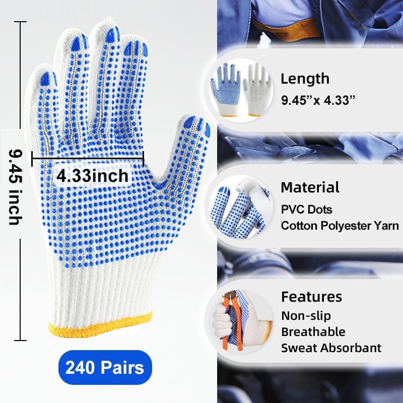 240 Pairs Cotton Work Gloves Bulk - Image 2