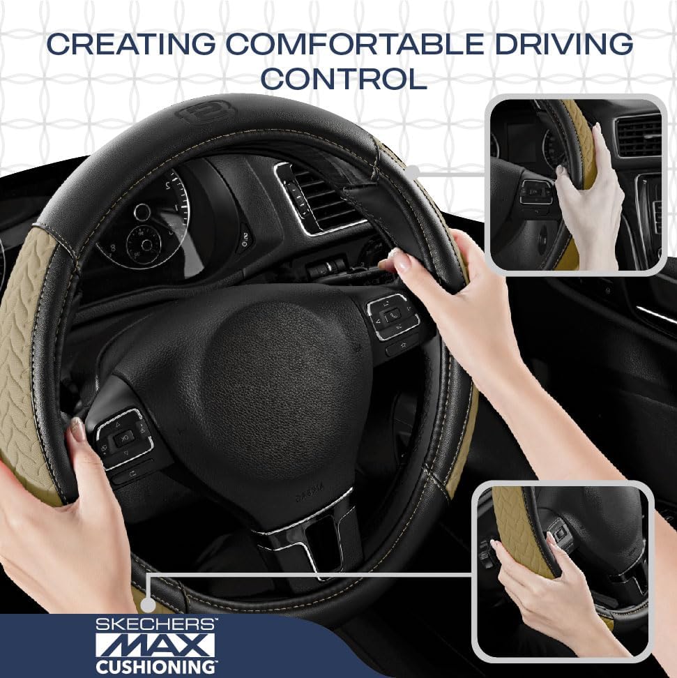 Skechers Steering Wheel Cover, Max Cushioning Leather Steering Wheel Cover - Image 5