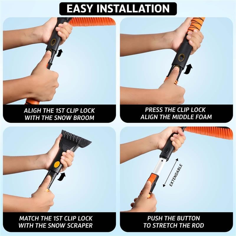 EcoNour 63" Extendable Snow Brush & Ice Scraper - Image 6