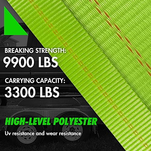 Car Trailer Straps, 4 Pack 2"x96" Tire Straps, Snap Hooks - Image 2