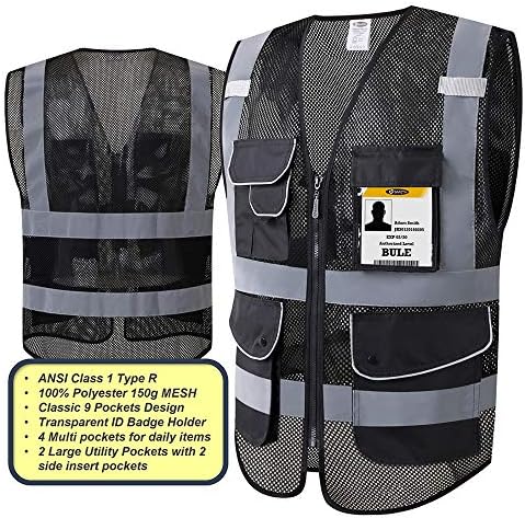 JKSafety 9 Pockets High Visibility Zipper Front Safety Vest - Image 2