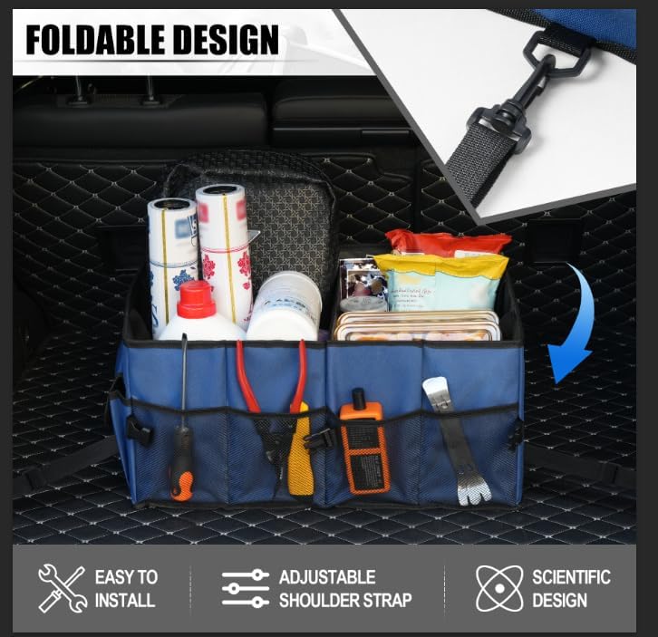 UYYE Auto Collapsible Trunk Organizer, 3 Large Compartments and 6 Pockets - Image 5