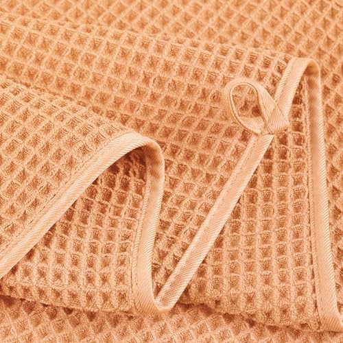 POLYTE 430 GSM Poly Blend Microfiber Quick Dry Waffle Bath Towel Set of 6 - Image 4