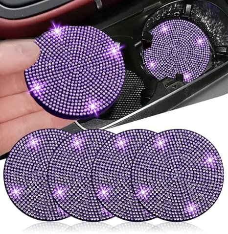 NBTEPEM 4pcs Bling Car Cup Holder Coaster, 2.75 inch Anti-Slip Shockproof by NBTEPEM