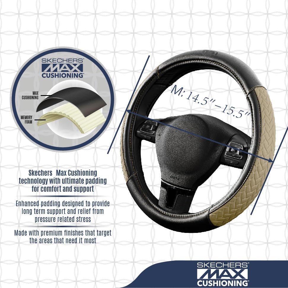 Skechers Steering Wheel Cover, Max Cushioning Leather Steering Wheel Cover - Image 4