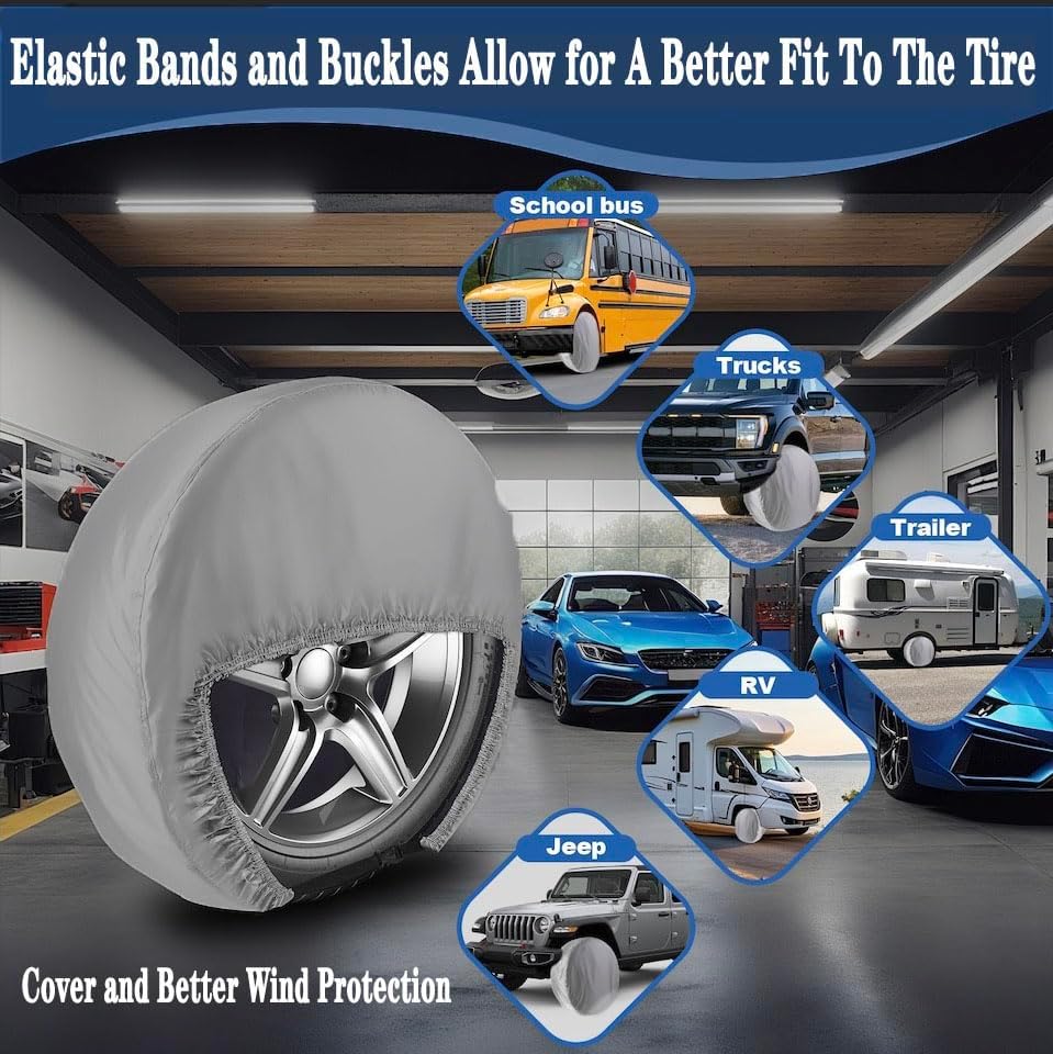Tire Covers Set of 4, Fits 40"-42" Inch Tire 420D Uv Resistant Wheel Covers - Image 2