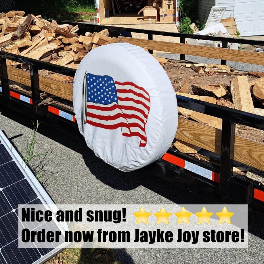 American Flag White Spare Tire Cover - Image 7