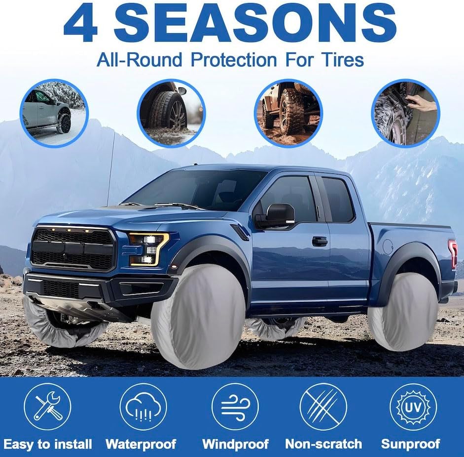 Tire Covers Set of 4, Fits 40"-42" Inch Tire 420D Uv Resistant Wheel Covers - Image 4
