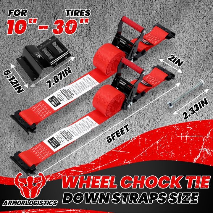 Wheel Chock Tie Down Kit, Heavy Duty Trailer Tire Straps Kit - Image 5