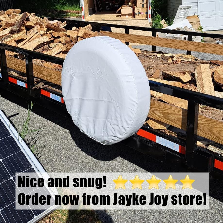 White Spare Tire Cover, Waterproof PVC Leather - Image 5